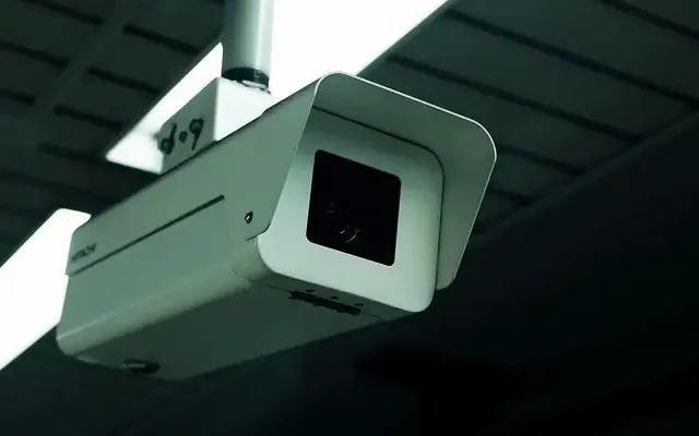 CCTV camera mounted on a ceiling